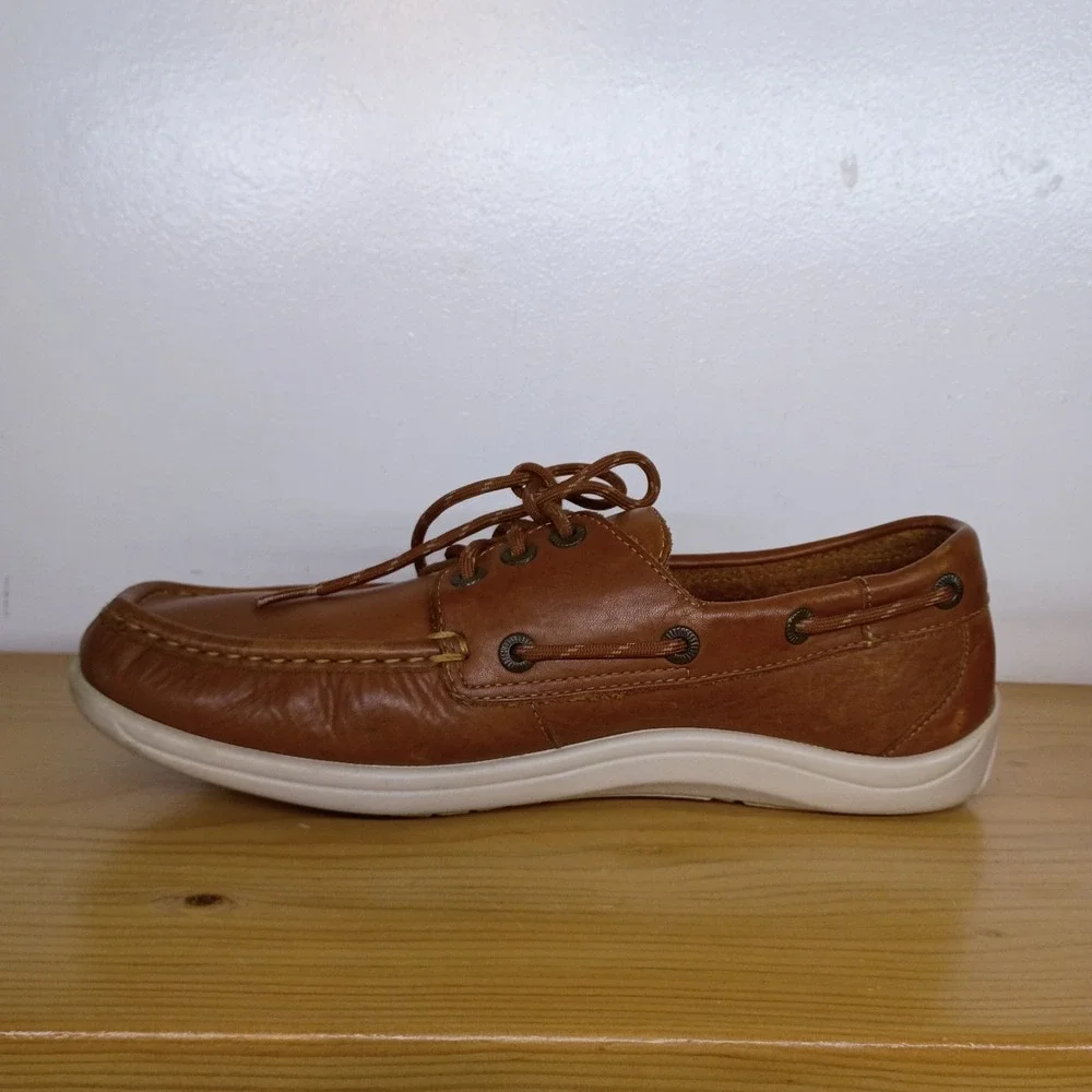SAS Boat Shoe Decksider Lace Up Brown‎ Leather 10 M Tripad Comfort Moccasin USA